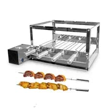 Churrasqueira Grill Giratória Inox Gira 4 Espetos + BRINDE 2 ESPETOS ESPADA INOX