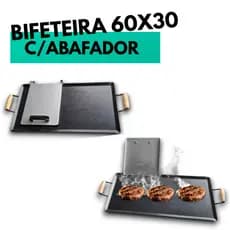CHAPA BIFETEIRA 60x30 C/PRENSA PARA LANCHES E HAMBÚGUERS