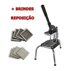 Picador Médio Pé Zincado Reforçado Industrial Profissional de Legumes/Batata/Legumes/Frutas + 4 BRINDES