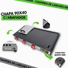 CHAPEIRA SEMIPROFISSIONAL 90X40 - ITAFERA METAL -  PARA LANCHES, HAMBÚRGUES E PORÇÕES