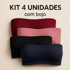 KIT 4 Top Fitness Feminino Cropped Faixa Sutiã Tomara Que Caia  COM BOJO