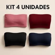 KIT 4 Top Feminino Cropped Faixa Sutiã Tomara Que Caia SEM BOJO