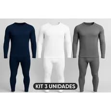 KIT 3 Conjunto Blusa E Calça Térmica UV Unissex Segunda Pele