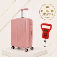 Mala De Viagem Rosa de Despache Polipropileno 23kg Resistente Avião 360 Com Cadeado + Brinde