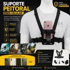 Suporte Peitoral Profissional Ajustável Para Celular E Câmera Esportiva Gopro Moto