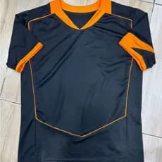 Camisa Casual Masculina Preta e Laranja Manga Curta CRINTH