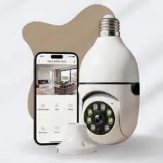 Câmera De Segurança Wifi Lâmpada E27 360° Full Hd App Yoosee Visão Noturna Sensor Movimento