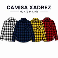 Camisa Xadrez Flanelada Infantil 02 ao 14 Anos Cores Variadas Manga Longa Festa Junina