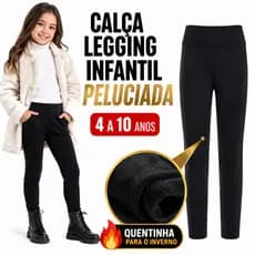 Calça Legging Infantil Peluciada Térmica Flanelada Inverno Quentinha Não Transparente Menina 2 ao 10 Anos Envio Imediato