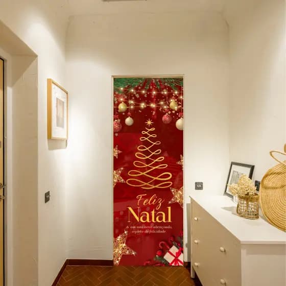 Tecido Capa Com Elástico Para Porta Madeira Alumínio vidro Decorativa  Sublimados C/ Elástico 0,85x2,10m Tema Natal