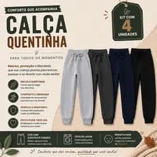4 Calças Moletom Flanelado Macio Infantil Jogger Cordão Ajustável unissex
