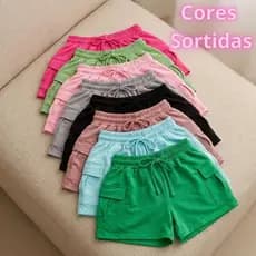 Shorts Cargo Feminino Moletinho Moderno Bolso Funcional Casual Despojado Confortável  Bermuda  Tendência