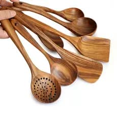 6 Estilos Multifuncional Tailândia Teca Cozinhar Colher De Madeira Natural Utensílios De Cozinha Ferramenta Concha Turne
