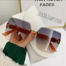 Óculos de sol de alta qualidade para mulheres, óculos de moda sem armação, óculos de armação grande com efeito emagreced