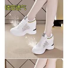 Sapatos femininos respiráveis, que modelam a silhueta, aumentam a altura, novos, antiderrapantes, ultraleves, brancos, d