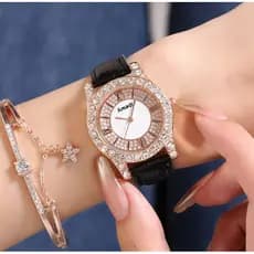 Relógio feminino de moda, estilo coreano, popular online, cheio de diamantes, relógio para senhoras e estudantes, relógi