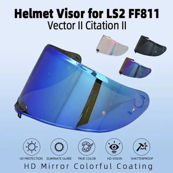 [2026NOVO] Viseira de Substituição para Capacete LS2 FF811 Vector II Citation II Transparente e Espelhada Acessórios par