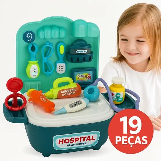 Kit Maleta Médico Medkit Infantil 19 Peças e ou Ferramentas Toolbox 24 Peças Brinquedo Educativo
