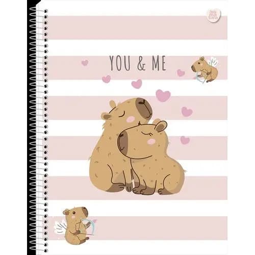 Caderno universitário Espiral 10 matérias Capivara com 160 Folhas - Bege