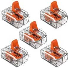 Kit 5 Conector Emenda Chuveiro Alavanca Borne 2 Vias 6mm 41a 221-612 Wago