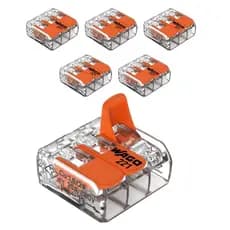 Kit 5 Conector Emenda Alavanca 221-413 4mm 32a Wago 3 Fios