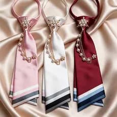 Luz De Luxo Pérola Corrente Gravata Livre Cetim Estilo Universitário Pequena JK Uniforme Camisa Acessórios