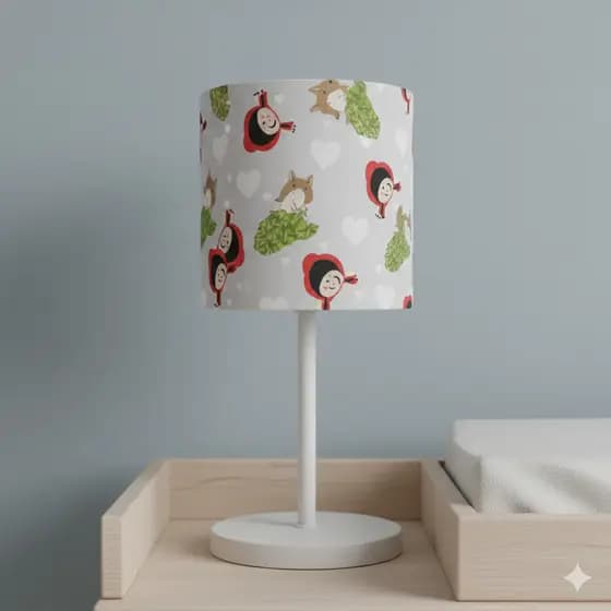 Abajur Luminária de Mesa Branco - Chapeuzinho Vermelho Decorativa