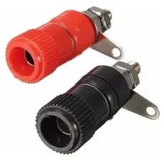 Kit 1/2/5/10/20 Pares Borne para Pino/Plug Banana 4mm Preto e Vermelho (Borne Fêmea)
