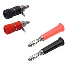 Kit 4/8/20/40/80 Unidades Borne Fêmea + Pino/Plug Banana Macho 4mm Preto e Vermelho