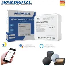 Módulo Mini Relé Wifi 4 canais RF433 Pulso Contato Seco Amazon Alexa Google Assistant 4ch