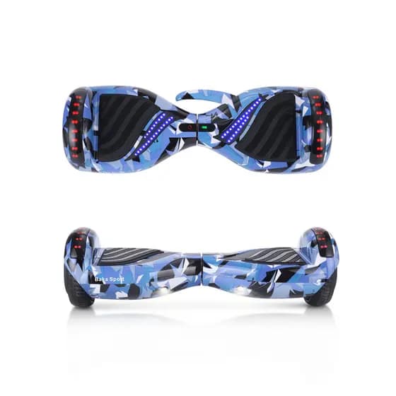 Hoverboard Skate Eletrico Azul Camuflado 6.5" 12km/h com Bluetooth e Caixa de Som Crianças Presente