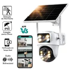 Câmera De Segurança Solar 4g Com Dupla Lente E Monitoramento Bp909