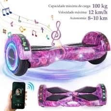 Hoverboard Baka Sport Skate Elétrico 12km/h 8.0 Bluetooth Som Led Roxo