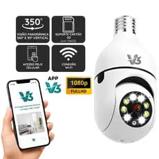 Câmera De Segurança Lâmpada Full Hd 1080p Ip Wi-fi Rastramento Humano Visão Noturna Colorida 350°