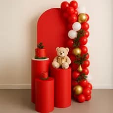 Trio Cilíndro + Capa Painel Romano Duplo Decoração Festa Natal Casamento Cha de Bebê