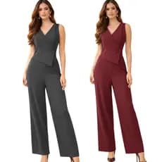 macacão  feminio Elegante mono largo  con diseño cruzado