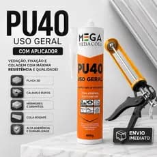 Kit Cola Pu40 selante e Aplicador Placa 3D Silicone Marmores Calhas