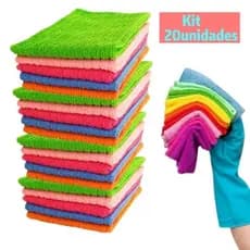 Kit Pano De Limpeza Microfibra 20 Unidades Multiuso Toalha Alta Absorção Direto De Fábrica