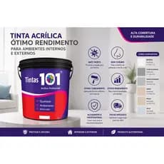 Tinta acrílica Alto Rendimento Antimofo 18 Litros internas Econômica Tintas 101 Secagem Rapida