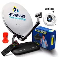 KIT ANTENA PARABÓLICA DIGITAL VIVENSIS 60CM - CABO 20 METROS , LNBF E RECEPTOR VX10