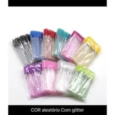 ￼50 Escovinhas Com Glitter Extensão De Cilios E Sobrancelha Descartáveis