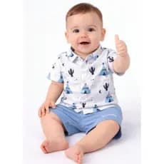 Conjunto Infantil Bebê Menino Camisa e Shorts Algodão 3 a 6 meses Tamanho Único.