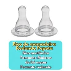 Kit com Bico de Mamadeira Redondo 100% Silicone