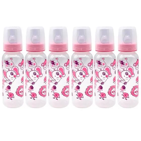 6 Mamadeiras Atacado Anplas 240ml Bico Redondo