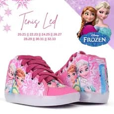 Tênis Infantil Rosa Frozen Com Led Disney - Princesas Personagem