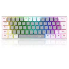 Teclado Mecânico Gamer Redragon Fizz Lunar Cinza e Branco RGB Switch Blue
