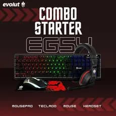 KIT GAMER PRETO COM TECLADO MEMBRANA, MOUSE 1600 DE DPI, HEADSET E MOUSEPAD EG-54 STARTER EVOLUT