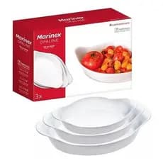 Jogo 3 Assadeiras Opaline Oval Marinex Opaline Nadir Forno Branco