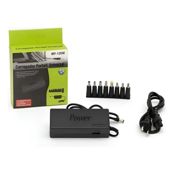 Carregador Universal Notebook 120W MY-120W Bivolt Fonte Portátil com 9 Conectores