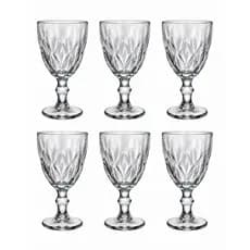 Jogo 6 Taças De Vidro Grafite Fumê 340ml Elegante Mesa Posta Lapidada Premium Luxo